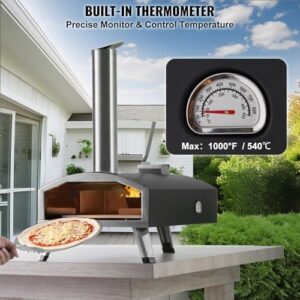 VEVOR Portable Outdoor Oven, 12-inch Pizza Oven, Pellet & Chips & Charcoal Tri-Fuel, Ideal for Camping & Backyard  