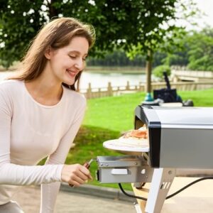 MELLCOM 20" Portable Outdoor Propane Pizza Oven with 360° Auto-Rotation for Even Cooking