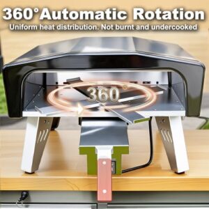 MELLCOM 20" Portable Outdoor Propane Pizza Oven with 360° Auto-Rotation for Even Cooking