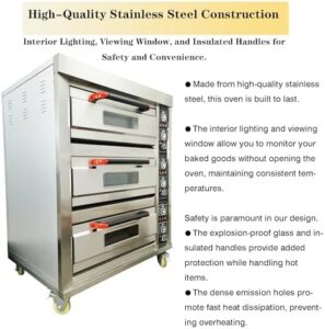 INTBUYING Commercial Pizza Oven 3-Tier Electric Pizza Oven – Large Capacity and Movable Design  