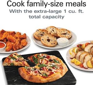 Hamilton Beach Professional Sure-Crisp Toaster Oven Air Fryer Combo in stainless steel with pizza and air fry basket