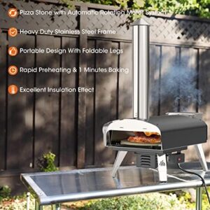 Mimiuo Black Portable Wood Pellet Pizza Oven with 13" Pizza Stone and Foldable Pizza Peel – Wood-Fired Outdoor Pizza Oven  