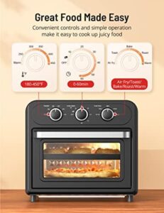 PARIS RHÔNE Air Fryer, 14.8 Quart Toaster Oven in Black with 5-in-1 functionality and six accessories