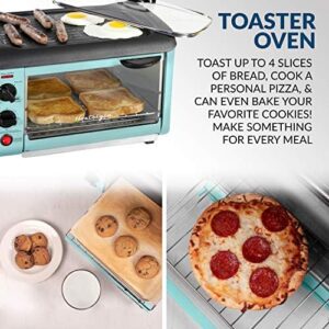 NOSTALGIA BSET300AQ Retro 3-in-1 Breakfast Station with Coffeemaker, Toaster Oven, and Griddle in Aqua