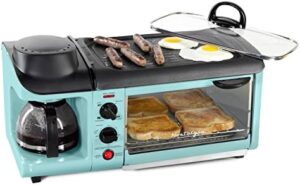 NOSTALGIA BSET300AQ Retro 3-in-1 Breakfast Station with Coffeemaker, Toaster Oven, and Griddle in Aqua
