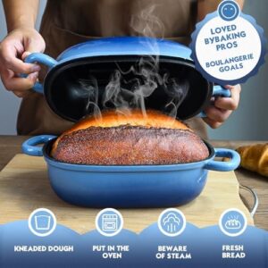 2.5QT cast iron Dutch oven loaf pan with lid and loop handles for bread baking