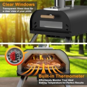 LotFun Outdoor Pizza Oven with manual rotating system, pizza stone, shovel, and cutter for backyard patio use