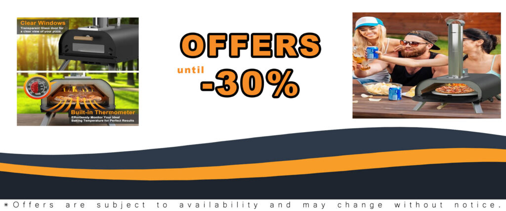 LotFun Outdoor Pizza Oven with manual rotating system, pizza stone, shovel, and cutter for backyard patio use