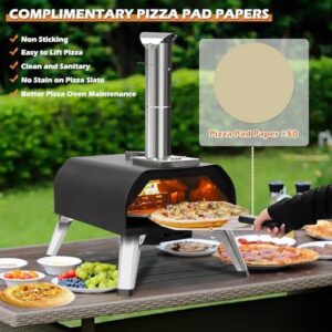 Sounday Pellet Pizza Oven with 360° Rotating Pizza Stone, Built-in Thermometer, and Complete Accessories for Perfect Wood-Fired Pizzas  