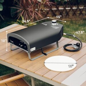 Q Pizza Outdoor Pizza Oven with manual rotating stone, perfect for outdoor kitchens and backyard gatherings