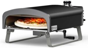 Q Pizza Outdoor Pizza Oven with manual rotating stone, perfect for outdoor kitchens and backyard gatherings