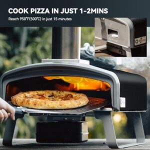Q Pizza Portable Pizza Oven with automatic rotating stone and wood pellet burning for perfect outdoor pizza cooking 