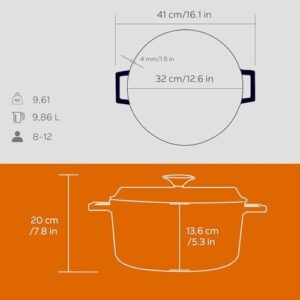 Lava Cookware Signature Enameled Cast-Iron Round Dutch Oven in Orange Spice, 10.5 Quart