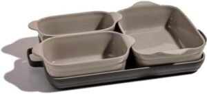 Our Place Bakeware Set - Nonstick, toxin-free 5-piece ceramic and cast aluminum set with oven pan, bakers, and oven mat.