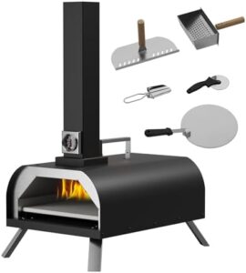 LotFun Outdoor Pizza Oven 11" – Portable Wood Fired Pizza Oven with Pizza Stone, Pizza Shovel and Pizza Cutter