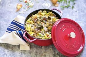 STAUB La Cocotte 3.7L Enamel-Coated Cast Iron Cocotte in Cherry Red with Nickel Knob, Perfect for All Cooktops  