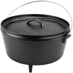 Yellowstone 12 Inch 8 Quart Cast Iron Dutch Oven for outdoor cooking