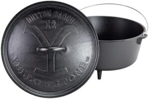 Yellowstone 12 Inch 8 Quart Cast Iron Dutch Oven for outdoor cooking