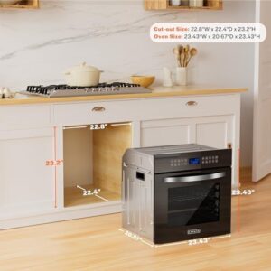 Empava 24" Electric Convection Single Wall Oven in Silver Mirror Glass with Touch Control and Rotisserie