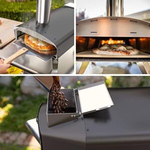 Mimiuo Portable Wood Pellet Pizza Oven with 13" Pizza Stone and Foldable Pizza Peel for Outdoor Cooking
