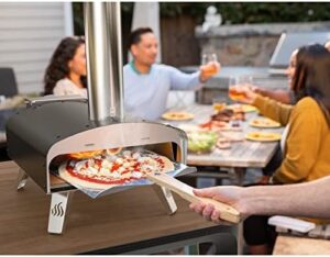 Mimiuo Portable Wood Pellet Pizza Oven with 13" Pizza Stone and Foldable Pizza Peel for Outdoor Cooking
