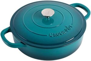 Crock Pot Artisan Enameled Cast Iron Braiser with Lid, 5 Quart, Teal Ombre, stylish cookware