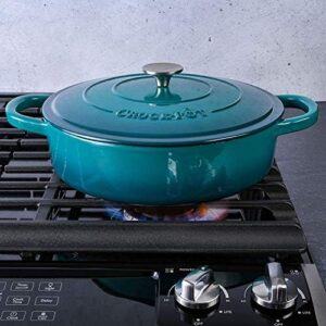 Crock Pot Artisan Enameled Cast Iron Braiser with Lid, 5 Quart, Teal Ombre, stylish cookware