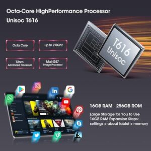 10-inch tablet with SIM card slot, Android 14, 4G LTE, 16GB RAM, and 6000mAh battery