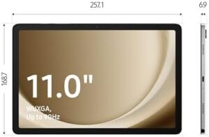 Samsung Galaxy Tab A9+ tablet with 11-inch display and silver finish