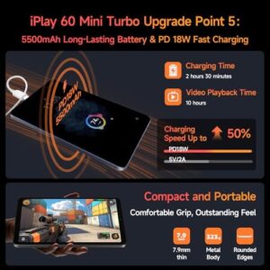 ALLDOCUBE iPlay60 Mini Turbo 8.4" tablet with Snapdragon 6Gen1, featuring a high-resolution 1920x1200 FHD display, dual speakers, and Widevine L1 support.  