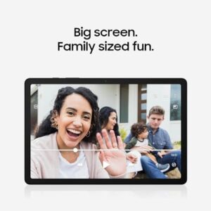 Samsung Galaxy Tab A9+ 5G 11" WiFi + Cellular in Gray, showing the large screen and sleek design