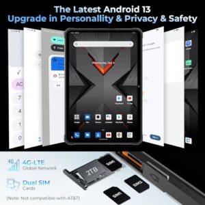 HOTWAV R7 Rugged Tablet Android 13 with large display, waterproof design, and long-lasting battery