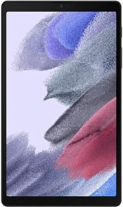 Samsung Galaxy Tab A7 Lite 8.7” tablet on a white background, showcasing its sleek design and display