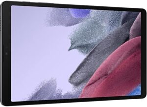 Samsung Galaxy Tab A7 Lite 8.7” tablet on a white background, showcasing its sleek design and display