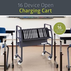16 Bay Mobile Charging Cart with Wheels for Classrooms and Offices