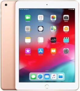 Apple iPad with WiFi, 128GB, Gold (2018 Model) (Renewed) - Front view showing screen and body  