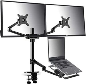 4 arm Height Adjustable Desk Bed Holder Mount Stand in Chrome Silver for Laptop and Monitor