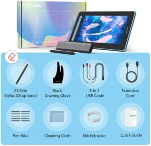 XP PEN Artist 12 2nd drawing tablet with screen, blue color, fully-laminated display, and X3 chip
