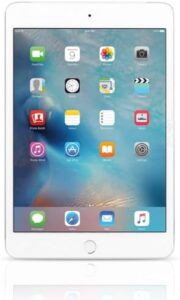 Apple iPad Mini 4 (16GB, Wi-Fi, Silver) (Refurbished) on a desk with a clean background