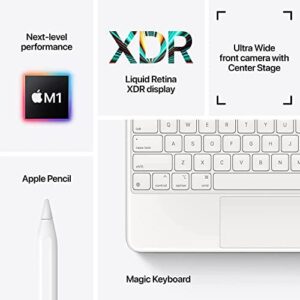 2021 Apple 12.9-inch iPad Pro in silver, showcasing the sleek design and large screen