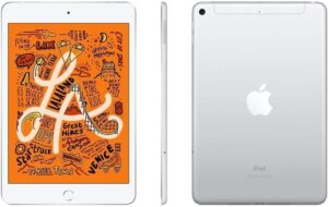 Apple iPad Mini 5th Gen (Wi-Fi + Cellular), 256GB - Silver (Renewed) in use with Retina display