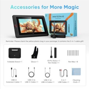 XPPen Artist 13.3 Pro V2 Drawing Tablet with Screen and Anti-Glare Glass