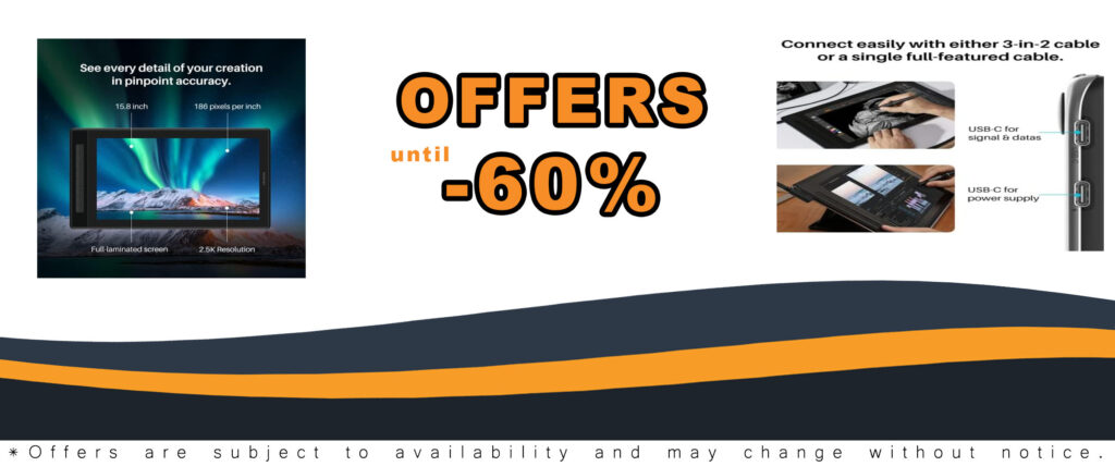 Kamvas Pro 16 drawing tablet with a 15.8-inch QHD screen, QLED full lamination, and 99% sRGB color accuracy