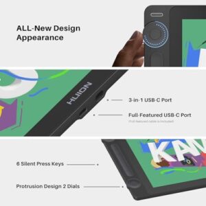 KAMVAS 16 (Gen 3) Drawing Tablet with 15.8 inch 2.5K QHD Screen, Anti-Sparkle Glass, and PenTech 4.0