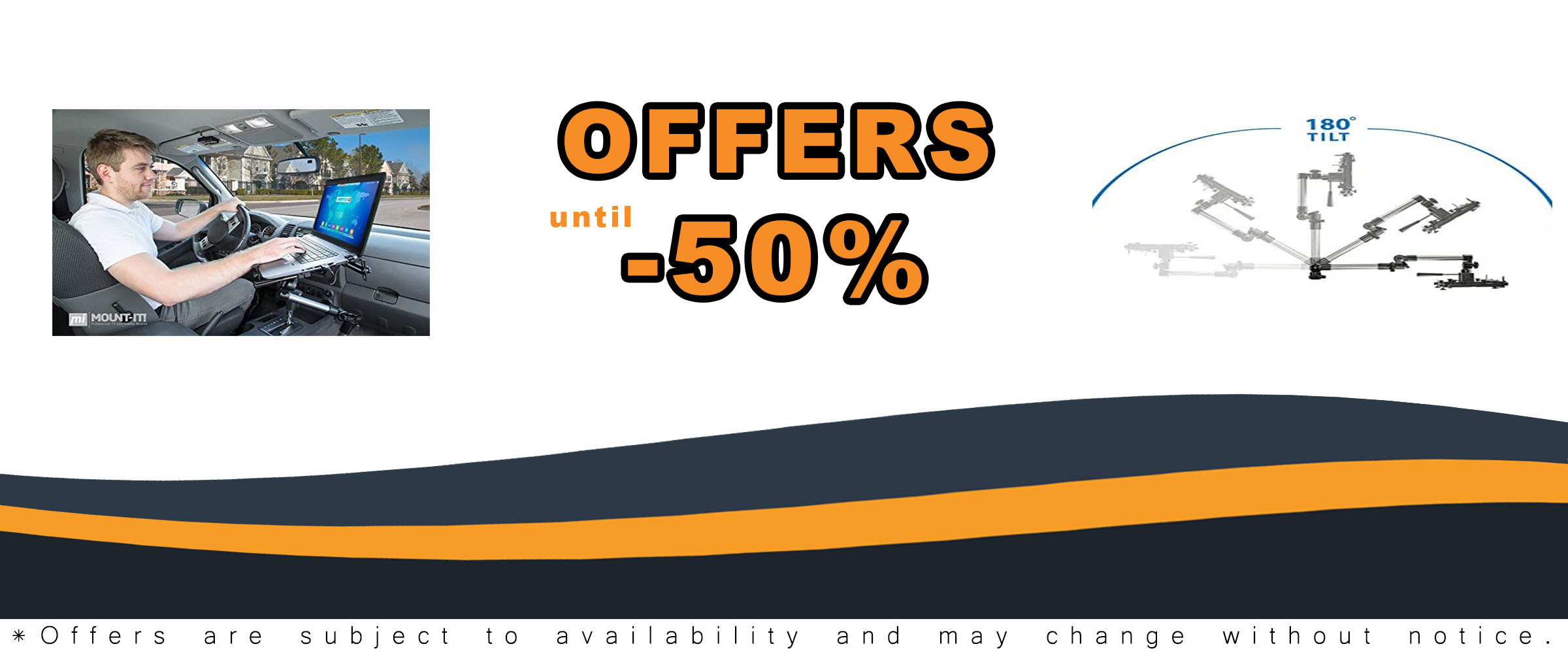 Mount-It! Car Laptop Mount with Full Motion Tray, Extendable Arms, and Lockable Arm for Commercial Vehicles