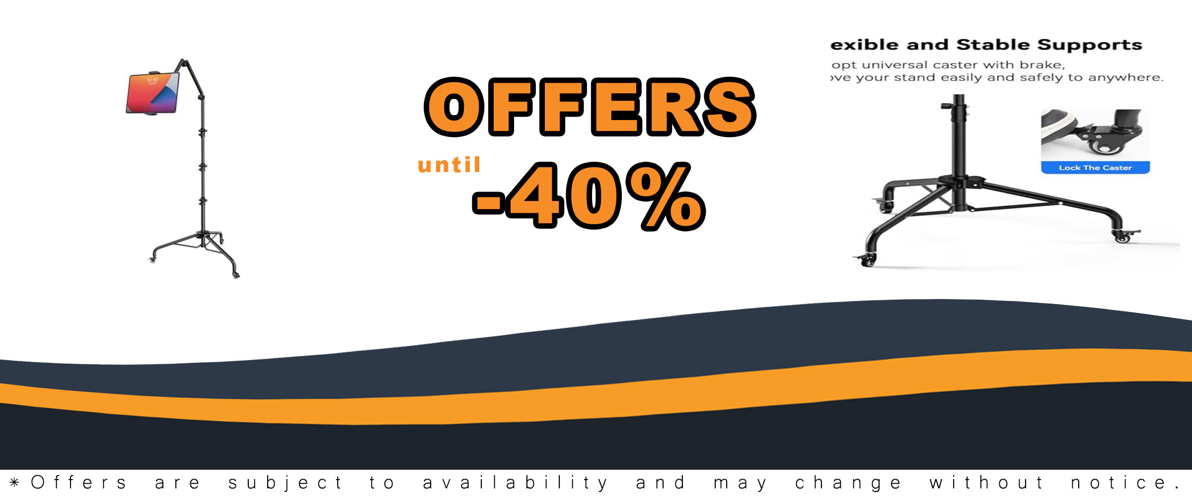 Takerers Tablet Floor Stand with Wheels featuring adjustable height and detachable articulating arm