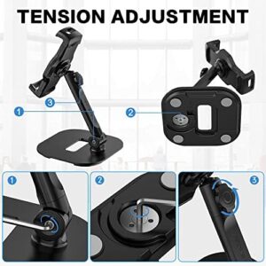 AboveTEK iPad Tablet Stand, perfect for tablets and phones with 4.7''-13.5'' screens, featuring 360° swivel rotation and adjustable height.