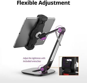iRing Smart Mount, Tablet Mount & Cell Phone Holder Stand (Black) - Adjustable Long Arm