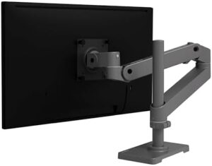 Ergotron LX Pro Premium Monitor Arm desk mount, dark grey, with monitor adjustment features