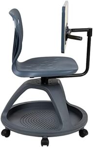 Flash Furniture Dark Gray Mobile Desk Chair with rotating tablet and under seat storage cubby